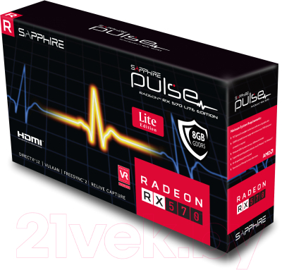 Видеокарта Sapphire Radeon RX 570 OC Pulse Lite (11266-75-20G)