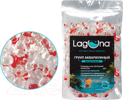 Грунт для аквариума Laguna Акриловый 016AR / 73904019 (400г, белый/красный)