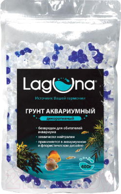 Грунт для аквариума Laguna Акриловый 016AS / 73904020 (400г, белый/синий)