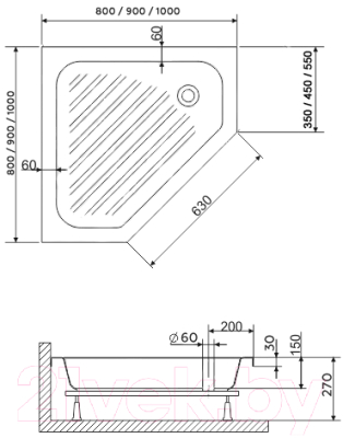 Душевой поддон RGW 16180599-51-A BT/CL-S-A