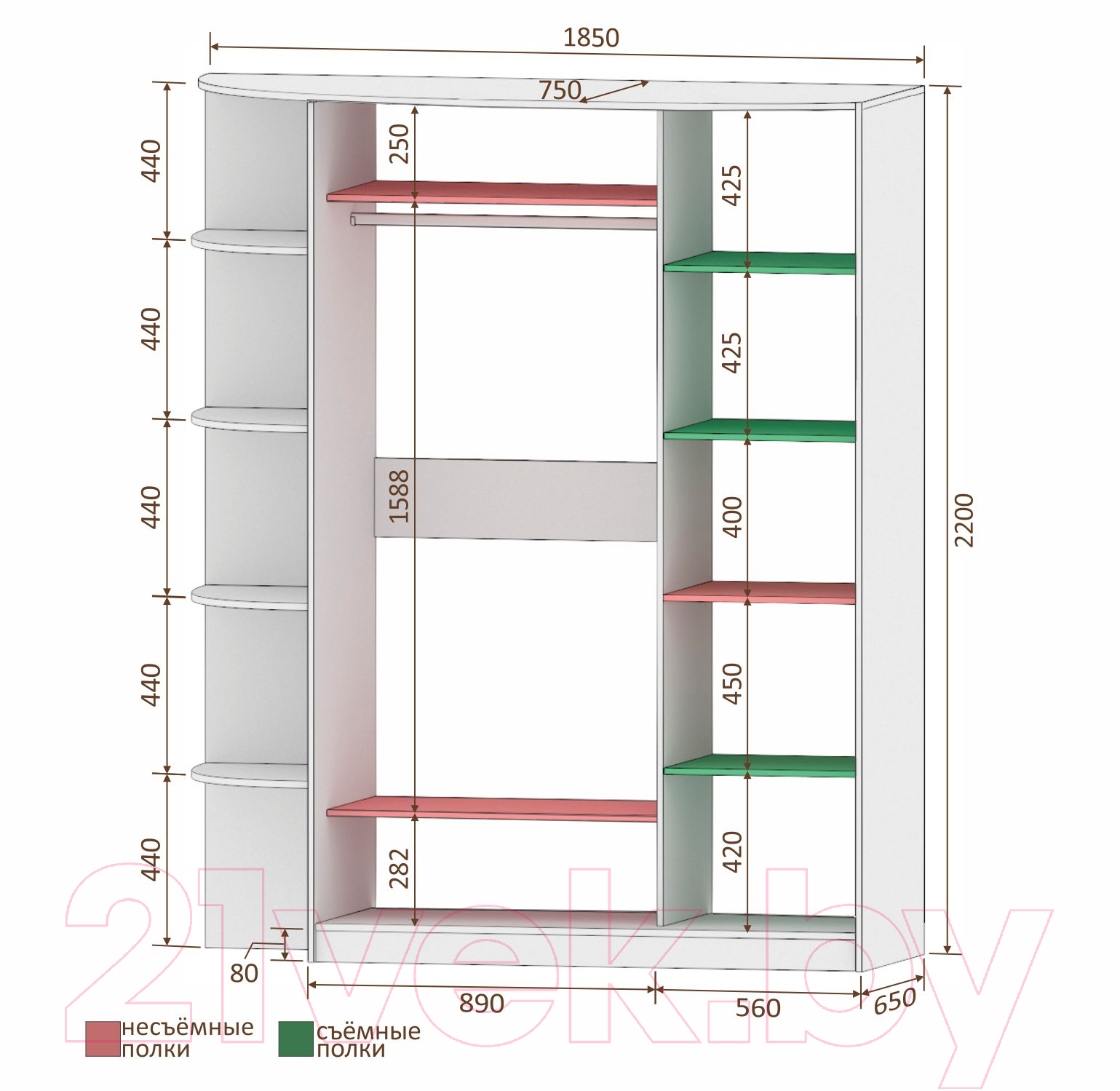 Шкаф Кортекс-мебель Лагуна ШК05-02 (дуб сонома, левая консоль)