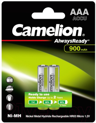 Комплект аккумуляторов Camelion AAA-900-BP2 NH Always Ready (2шт)