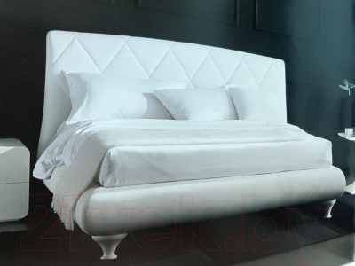 Двуспальная кровать Дамавер Alexia 180x200 / 3147PN (TR505 белый категория В экокожа/LO79 белые ноги)