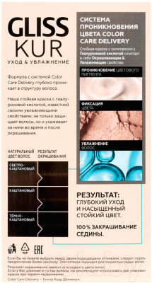 Крем-краска для волос Gliss Kur Уход и увлажнение c гиалуроновой кислотой 5-0 (натуральный каштановый)