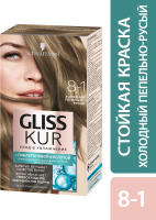 Крем-краска для волос Gliss Kur Уход и увлажнение c гиалуроновой кислотой 8-1 (холодный пепельно-русый) - 