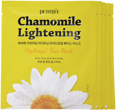 Изображение товара Набор масок для лица Petitfee Chamomile Lightening Hydrogel Face Mask (5шт)