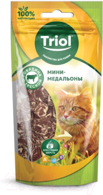 Лакомство для кошек Triol Мини-медальоны из говядины с треской / 20171025 (40г)