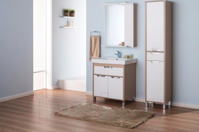Шкаф с зеркалом для ванной Aquanet Гретта 75 / 173986 (светлый дуб/белый)