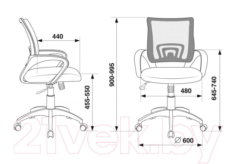 Кресло офисное Бюрократ CH-695N/BL/TW-11 (сетка синий/черный, TW-05/TW-11)