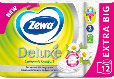 

Туалетная бумага Zewa, Белый;с цветным рисунком, Deluxe Ромашка