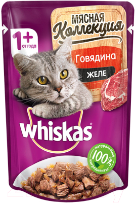Влажный корм для кошек Whiskas Мясная коллекция. Говядина (85г)