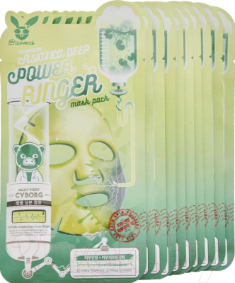 Набор масок для лица Elizavecca Centella Asiatica Deep Power Ringer Mask Pack тканевые (10шт)