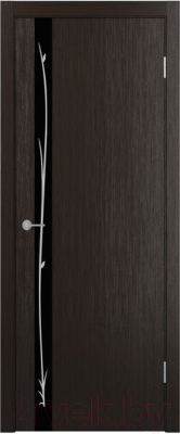 Дверь межкомнатная Stark ST12 ДО 80x200 (венге/черный с рисунком)