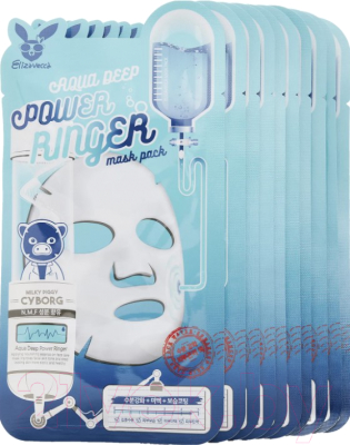 Набор масок для лица Elizavecca Aqua Deep Power Ringer Mask Pack тканевые (10шт)