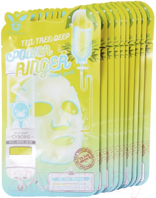 Набор масок для лица Elizavecca Tea Tree Deep Power Ringer Mask Pack тканевые (10шт)