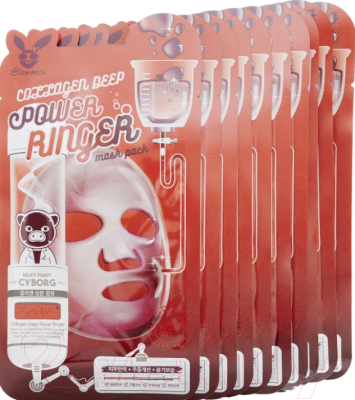 Набор масок для лица Elizavecca Collagen Deep Power Ringer Mask Pack тканевые (10шт)