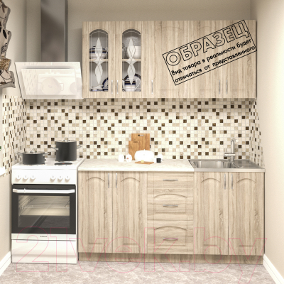 Готовая кухня Кортекс-мебель Корнелия Ретро 1.6 без столешницы (ясень белый)
