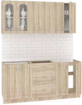 Готовая кухня Кортекс-мебель Корнелия Ретро 1.7м без столешницы (дуб сонома)