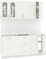Кухонный гарнитур Кортекс-мебель Корнелия Ретро 1.7м без столешницы (ясень белый) - 