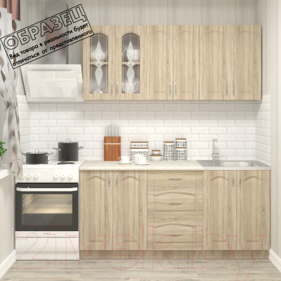 Готовая кухня Кортекс-мебель Корнелия Ретро 1.7м без столешницы (ясень белый)