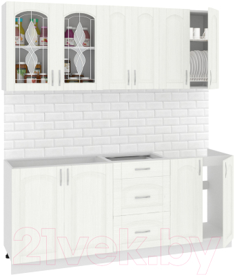 Готовая кухня Кортекс-мебель Корнелия Ретро 1.9м без столешницы (ясень белый)