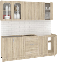 Кухонный гарнитур Кортекс-мебель Корнелия Ретро 2.1м без столешницы (дуб сонома) - 