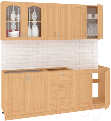 

Готовая кухня Кортекс-мебель, Корнелия Ретро 2.1м без столешницы