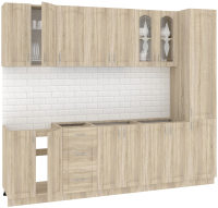 Кухонный гарнитур Кортекс-мебель Корнелия Ретро 2.6м без столешницы (дуб сонома) - 