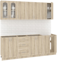 Кухонный гарнитур Кортекс-мебель Корнелия Ретро 2.2м без столешницы (дуб сонома) - 