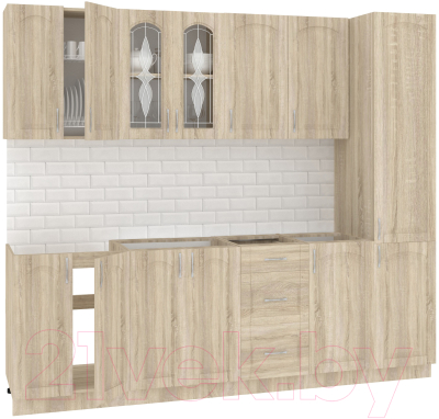 Готовая кухня Кортекс-мебель Корнелия Ретро 2.4м без столешницы (дуб сонома)