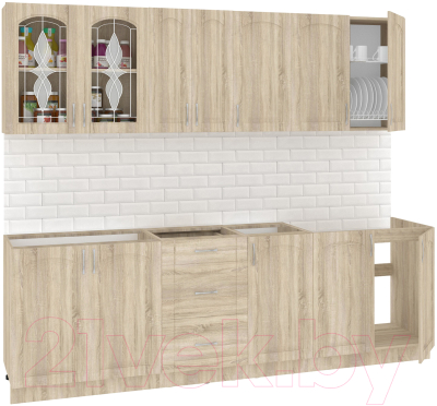 Готовая кухня Кортекс-мебель Корнелия Ретро 2.5м без столешницы (дуб сонома)