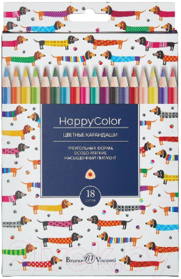 Набор цветных карандашей Bruno Visconti Happycolor / 30-0052 (18цв)