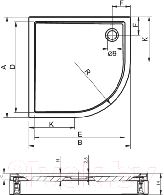 Душевой поддон Riho Davos DA89 (90x90x14)