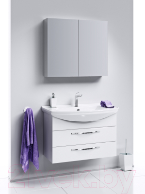 Шкаф с зеркалом для ванной Aqwella MC / МС.04.07 (белый)