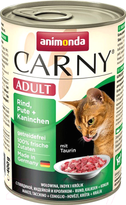 Влажный корм для кошек Animonda Carny Adult с говядиной, индейкой и кроликом (400г)