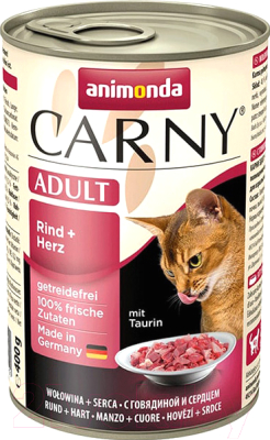 Влажный корм для кошек Animonda Carny Adult с говядиной и сердцем (400г)