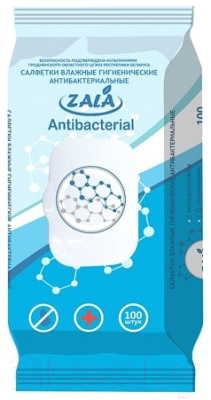 Влажные салфетки ZALA Joy гигиенические антибактериальные с клапаном (100шт)