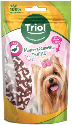 Лакомство для собак Triol Dental Мини-косточки из утки для мини-собак / 10171035 (50г)