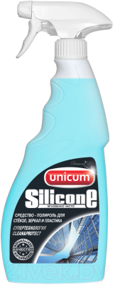 Средство для мытья стекол Unicum Silicone для мытья зеркал, стекла и пластика (500мл)