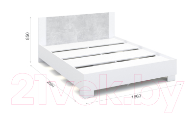 Двуспальная кровать Империал Аврора 160 с основанием (белый/ателье светлый)