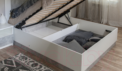 Двуспальная кровать Империал Аврора 160 с подъемным механизмом (белый/ателье светлый)