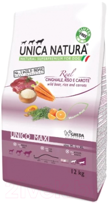 

Корм для собак Gheda Petfood, Unica Natura Maxi кабан, рис, морковь