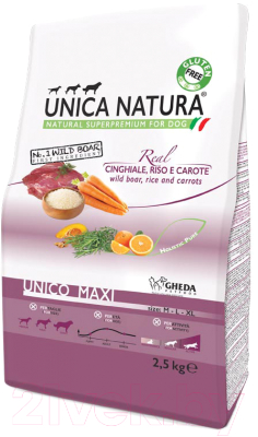 

Корм для собак Gheda Petfood, Natura Maxi кабан, рис, морковь