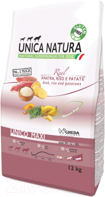 

Корм для собак Gheda Petfood, Unica Natura Maxi утка, рис, картофель