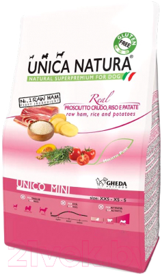 

Корм для собак Gheda Petfood, Unica Natura Mini ветчина, рис, картофель