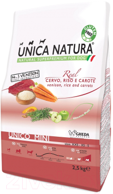 

Корм для собак Gheda Petfood, Unica Natura Mini олень, рис, морковь