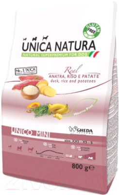 

Корм для собак Gheda Petfood, Unica Natura Mini утка, рис, картофель