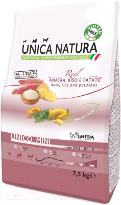 

Корм для собак Gheda Petfood, Unica Natura Mini утка, рис, картофель