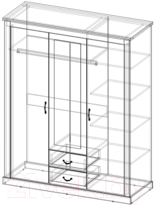 Шкаф Интерлиния ТР-ШС-3 (вудлайн кремовый/дуб венге)