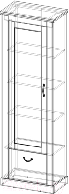 Шкаф с витриной Интерлиния ТР-ШГВ (вудлайн кремовый/дуб венге)